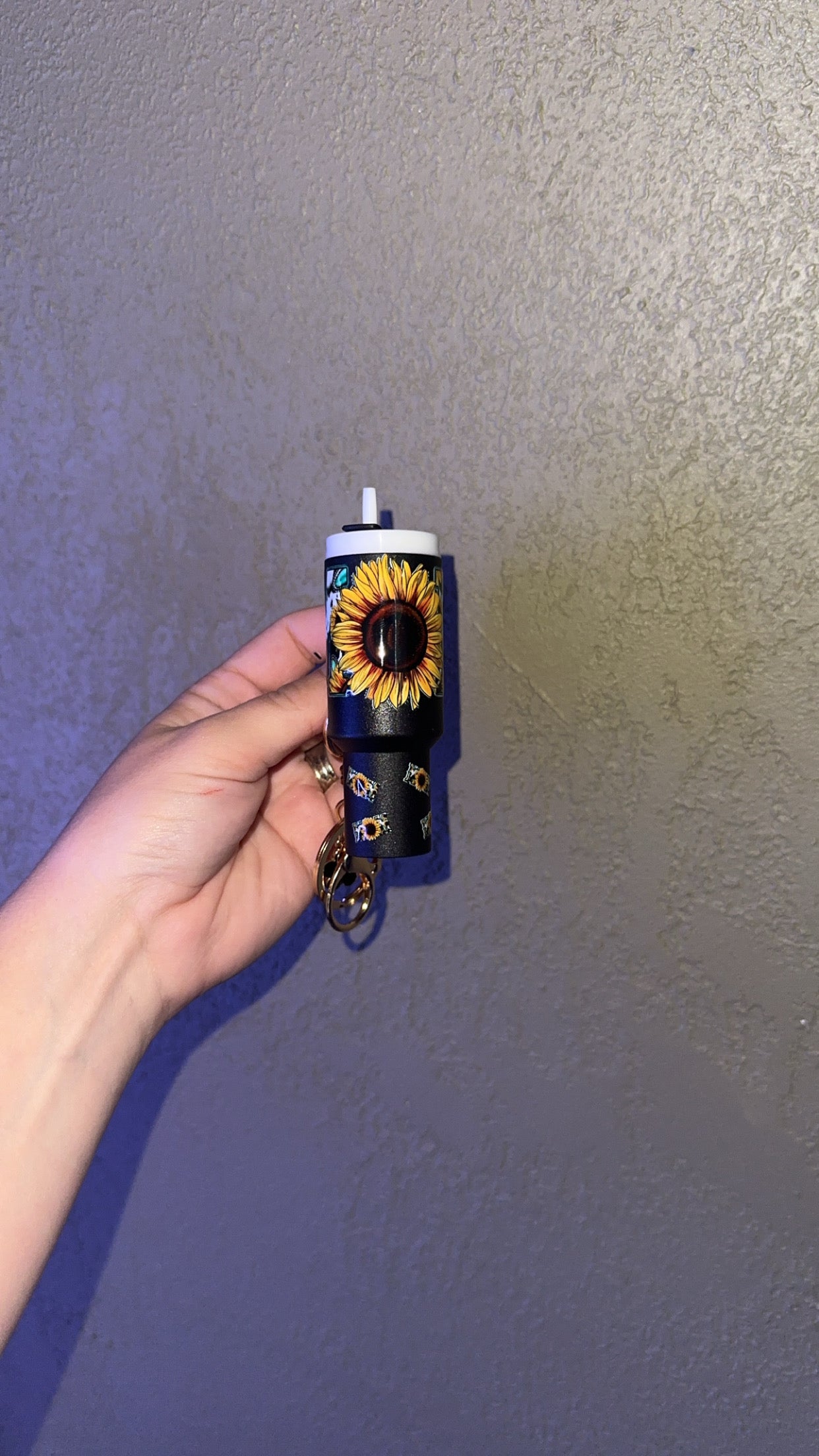 Mini Stanley Cup Keychain • Mom Sunflower Decal