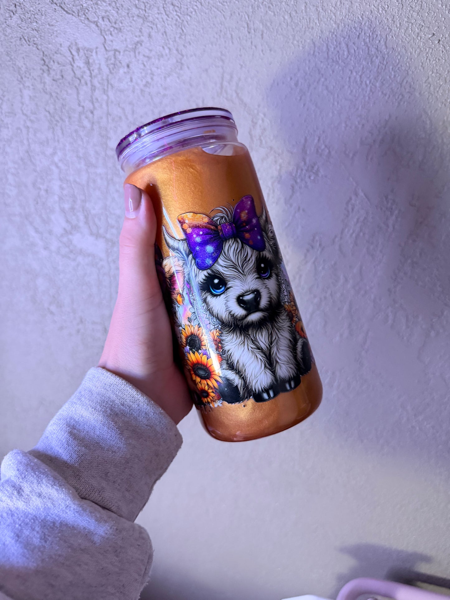 20 oz Acrylic Highland Cow Halloween Decorated Lid PREMADE