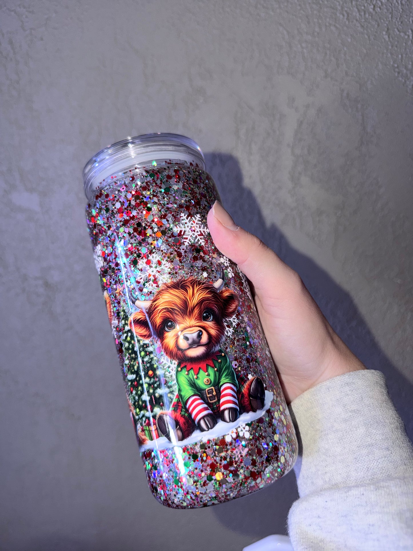 20 oz Acrylic Christmas Highland Cow PREMADE