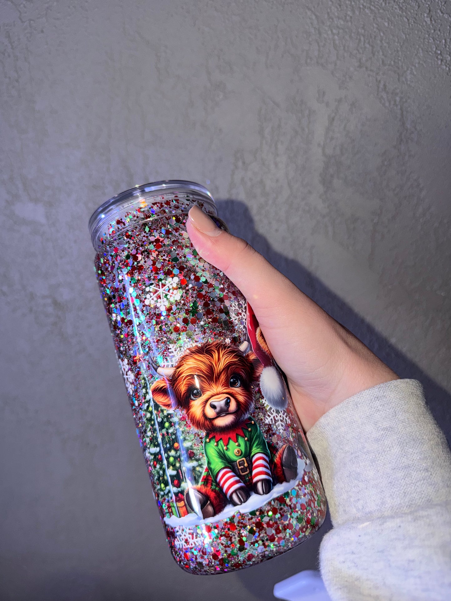 20 oz Acrylic Christmas Highland Cow PREMADE