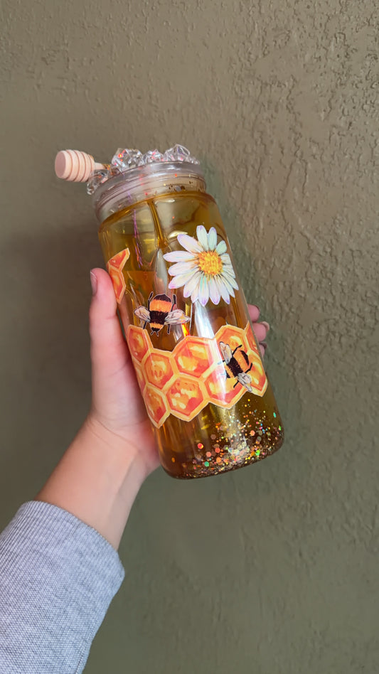20 oz Honey Drip With Decorative Lid