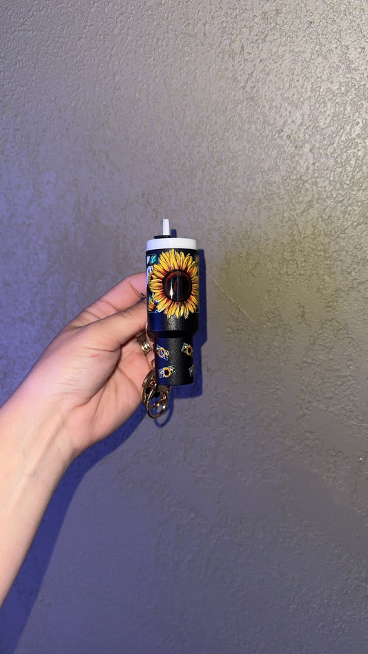 Mini Stanley Cup Keychain • Mom Sunflower Decal