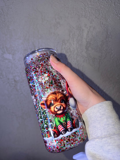 20 oz Acrylic Christmas Highland Cow PREMADE